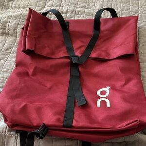On cloud Running Burgundy Backpack with Black Straps very clean used once